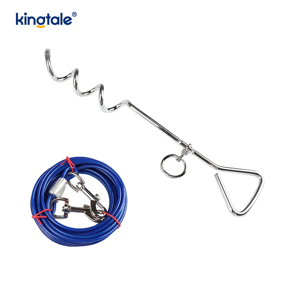 Kabel do wiązania psa i kołek z miękkimi uchwytami Kabel do wiązania psa i kołek z miękkimi uchwytami