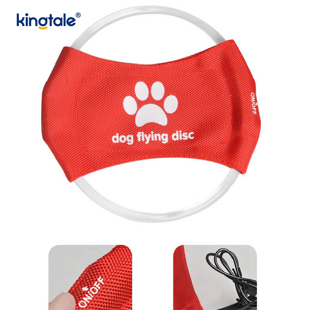 Świecące frisbee dla zwierząt domowych. Oświetlone zwierzątko treningowe. Rzucanie. Zabawa i ćwiczenia