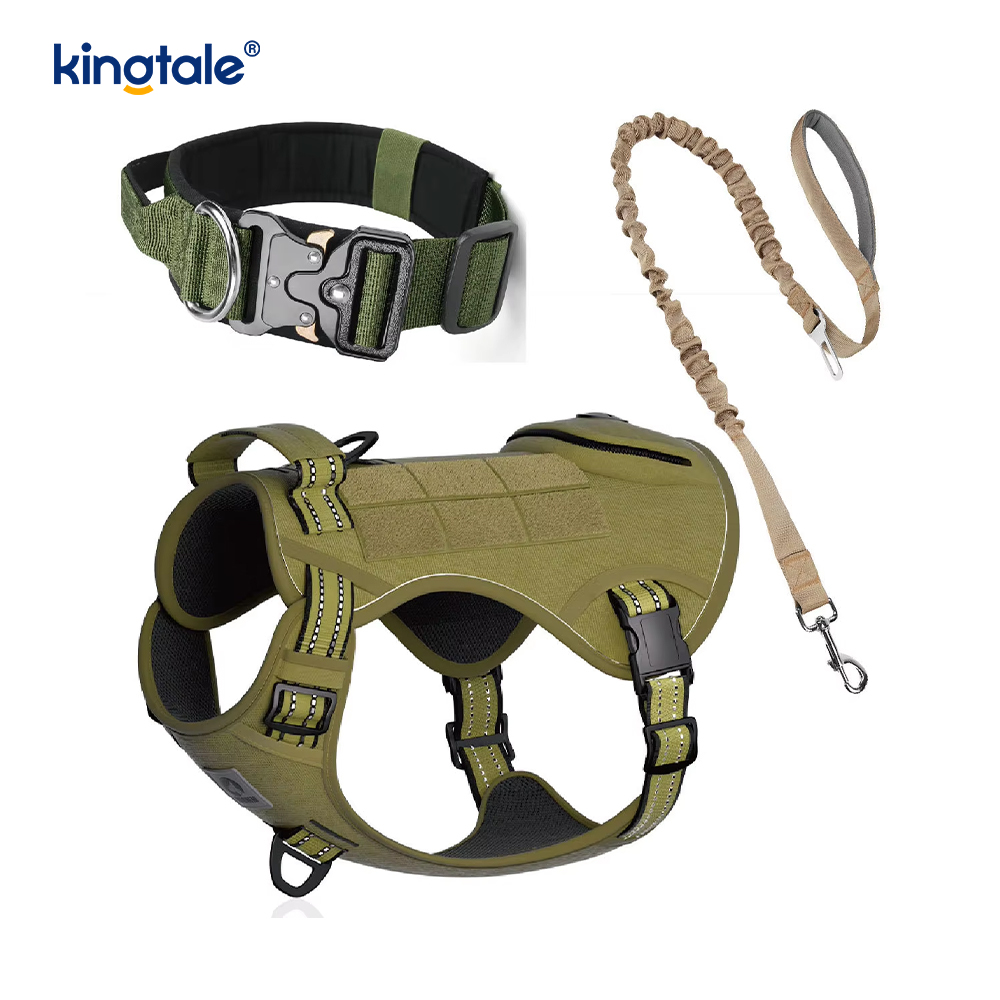Zestaw szelek taktycznych z obrożą o dużej wytrzymałości dla dużych psów