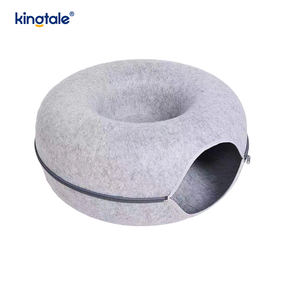 Detachable Round Felt & Washable Interior Cat Play Tunnel Cat Cave Bed