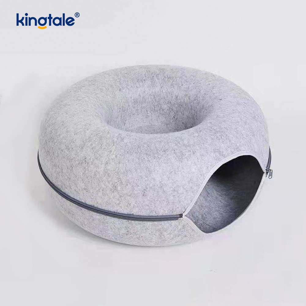 Detachable Round Felt & Washable Interior Cat Play Tunnel Cat Cave Bed